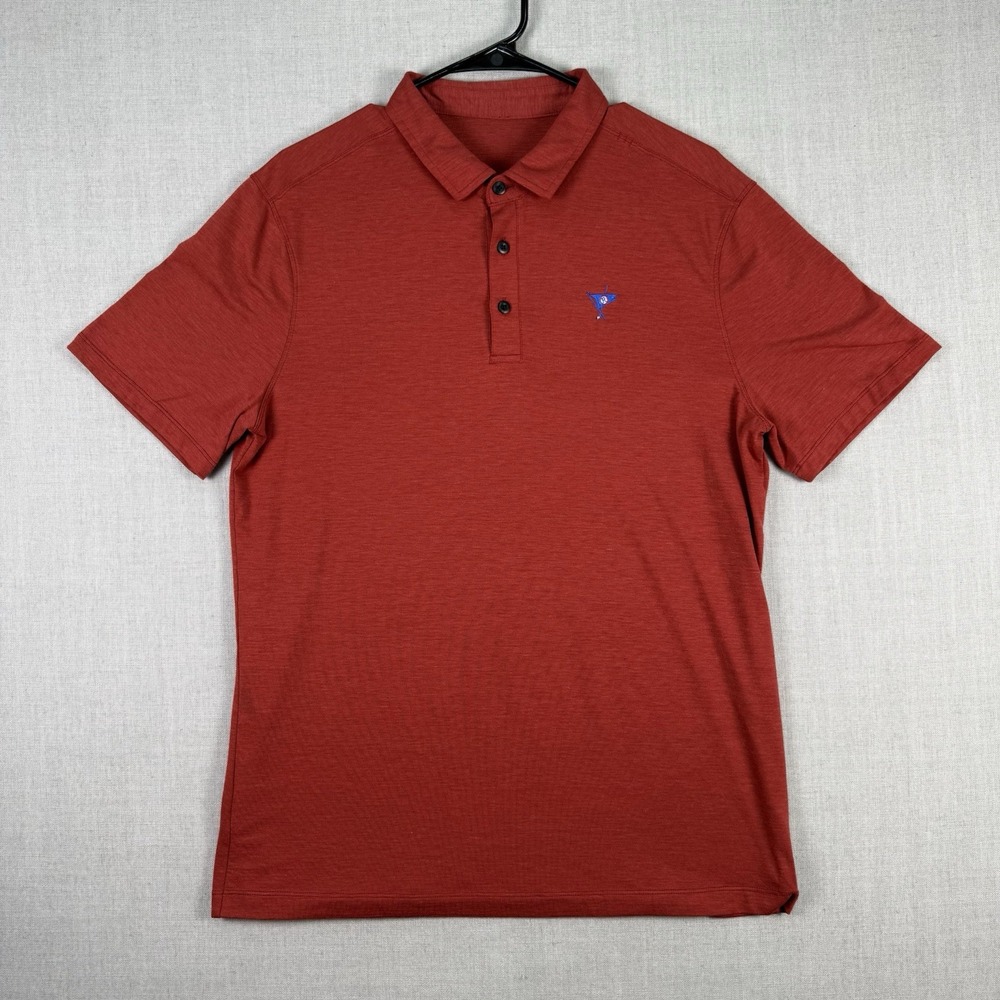 Lululemon Shirt Mens Size Large Red Golf Polo Evolution Short Sleeve Performance